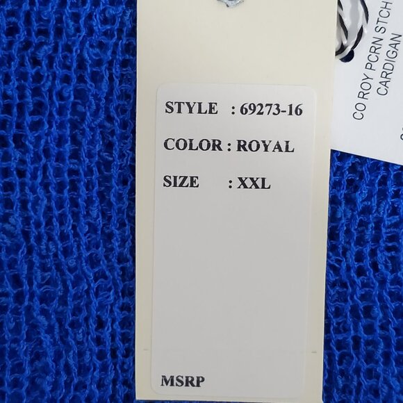 Kaktus Blue Loose Knit Stretchy Open Front Cardigan Shrug NEW NWT Size XXL - Picture 14 of 15